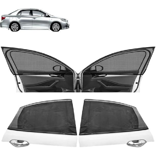 Cars Window Shades–4Pcs Breathable Mesh Sun Shade For Back & Side Windows, UV Protection For Baby, Family & Pets, Privacy Screen, Bug & Mosquito