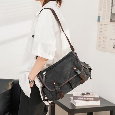 Handtas voor heren Nieuwe canvas schoudertas Casual schoudertas Crossbody Tas Herenmode Trendy tas Casual Koreaanse versie IPAD Casual rugzak
