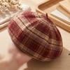 Women S Artistic Plaid Beret Japanese Style Autumn Winter Sweet Fashion Hat