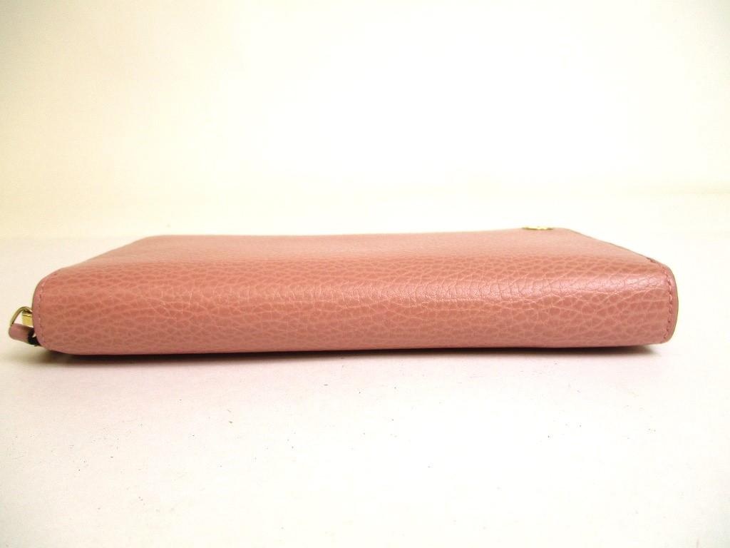 Authentic GUCCI Interlocking G Gold H/W Dusty Pink Leather Round Zip Wallet #a131  Refurbished