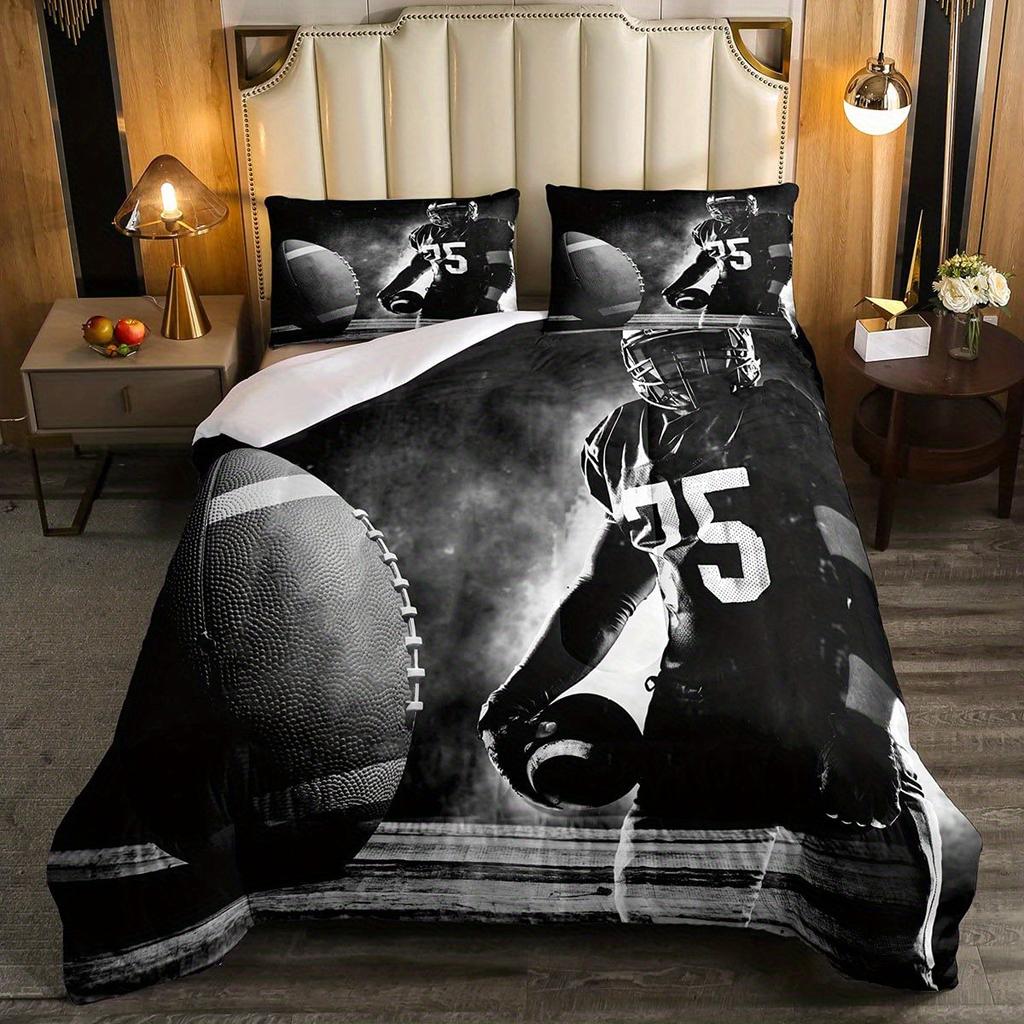 Rugby American Football Sports Quilt Cover Bedding 3D Printing Three-Piece Home Textile