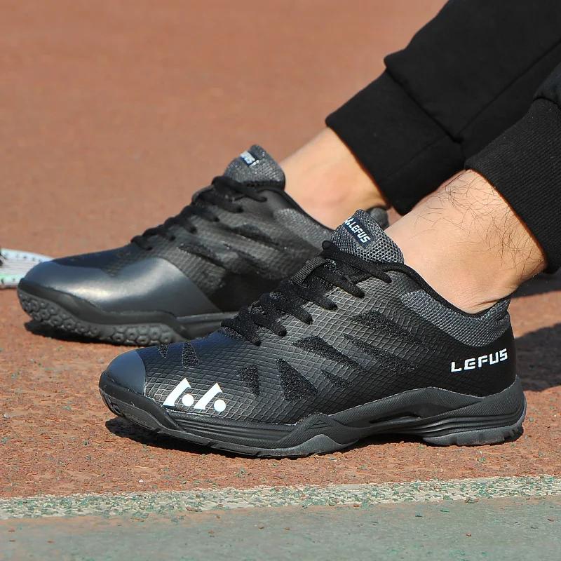New Brand Mens Badminton Shoes Lightweight Training Cow Muscle Tennis Shoes Black Orange Men Anti Slip Badminton Sneakers