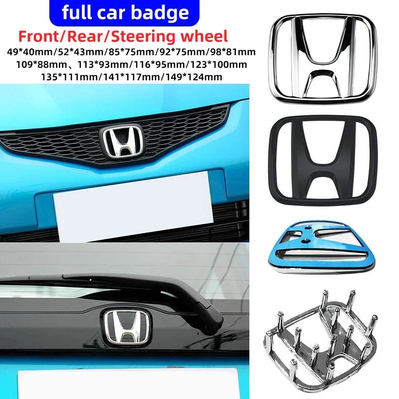 Car Front Hood Emblem Rear Tailgate Trunk Badge Steering Wheel Sticker Decal for Honda Accord Civic Type-R CRV HRV FIT Jazz