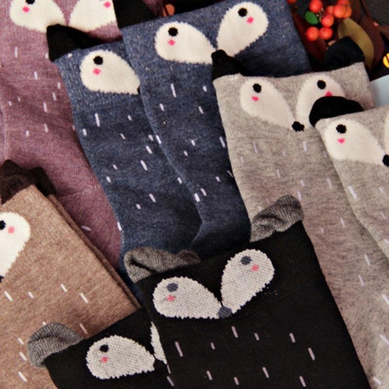 2016 Funny Woman's Socks Unisex Socks For Girls Cartoon Fox Harajuku Comfortable Soft Gift Sock