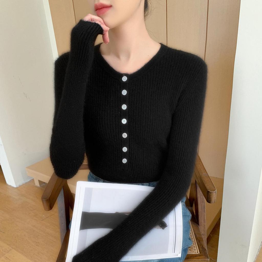 2026 Autumn/Winter Cashmere Knit Slim Fit Round Neck Wool Sweater Pullover