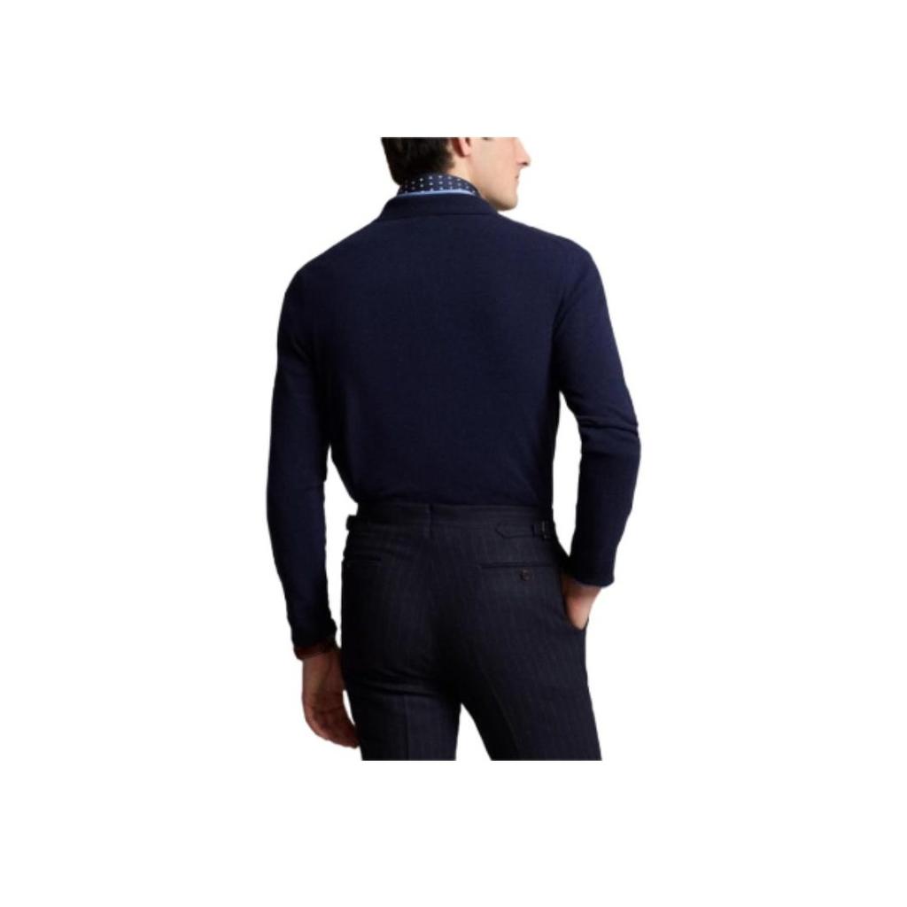 Polo Ralph Lauren Logo Print Pullover Straight Long Sleeve Polo Shirt Men Tops Blue 710946001-001