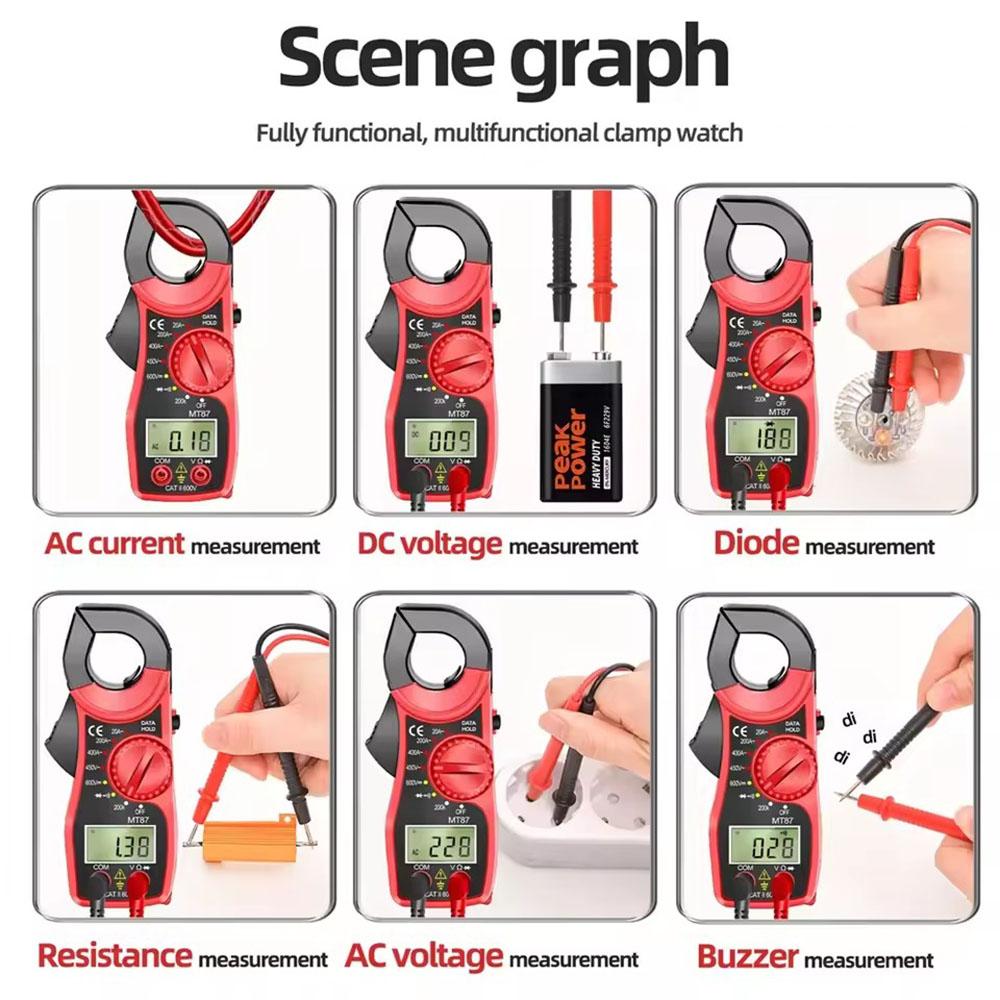 Digital LCD clamp meter, AC/DC multimeter, current amp capacitance pliers, amp resistance tester
