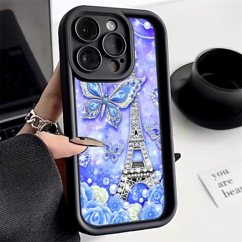Angel Eye Soft TPU Phone Case for Samsung A05 A04 A10 A30 A13 A23 A53 A14 A24 A34 A54 A15 A25 A35 A55 S20 S23 FE S24 Ultra Ae62 Butterfly Eiffel Tower