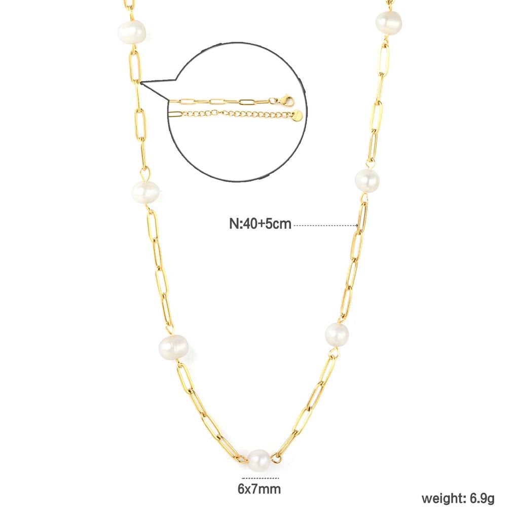 Women's Fashion Geometric Jewelry Light Luxury Multiple Styles Stainless Steel Pearl Pendant Choker Necklace