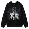Hooded sweater in stock, zipper sweater autumn and winter European and American butterfly sweater gothic sports hooded jacket