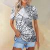 Women's Fashion Casual Lapel Short Sleeve Printed Shirt Women's Button Up Tops