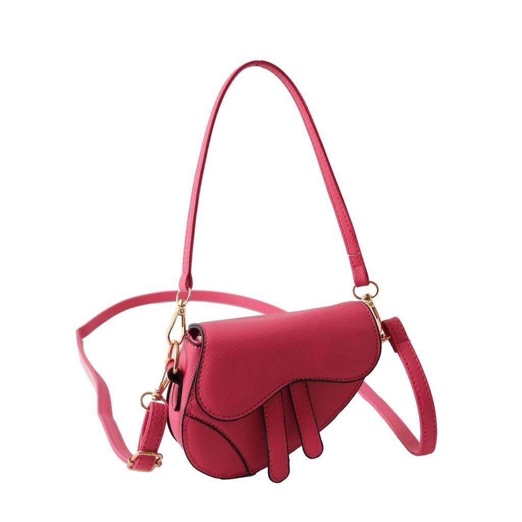 Stylish Cross-border Shoulder Bag 2023 Summer Pure Color Pu Saddle Bag Wholesale