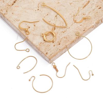 18K Gold Plated Copper Earring Hooks Findings Ear Hook Wire For Jewelry Making