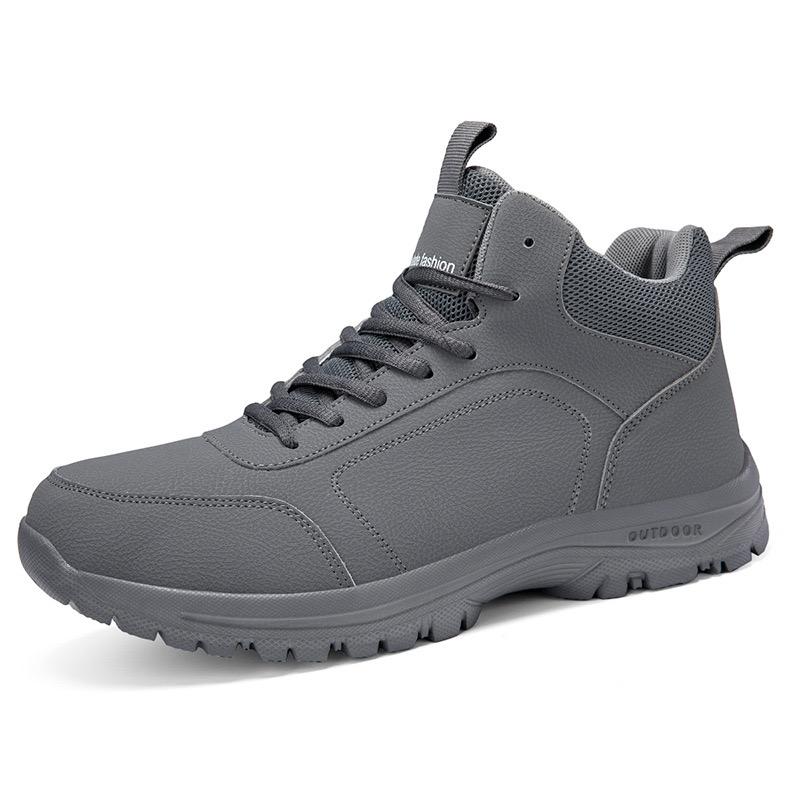 Men Snow Boots Winter Plush Warm Cotton Boots Waterproof Leather Boots for Men Outdoor Non Slip Trekking Boot Casual Ankle Botas