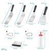 Stainless Steel Grill Cutlery Set - 2 Spatulas, 2 Bottles, 2 Egg Rings, 1 Hamburger Turner, 1 Scraper and 1 Dough Card (9 Pieces)