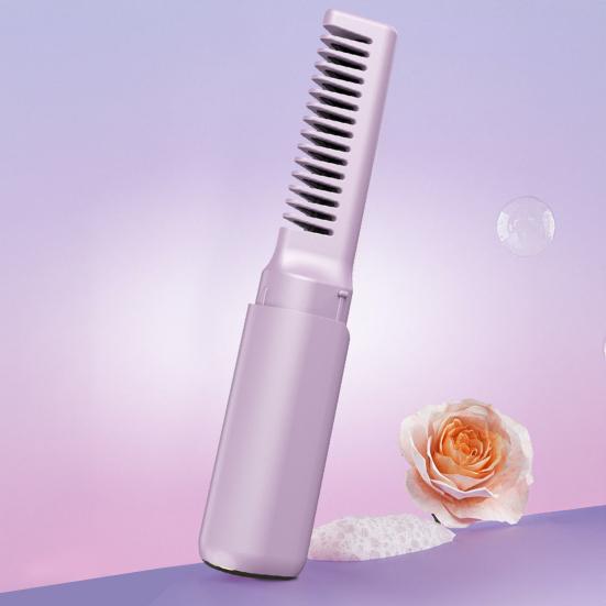 Mini Ceramic Hairdressing Comb 3 Temperature Frizz-Free Cordless Hair Straightener USB Rechargeable Fast Heating Electric Hair Styling Detangling