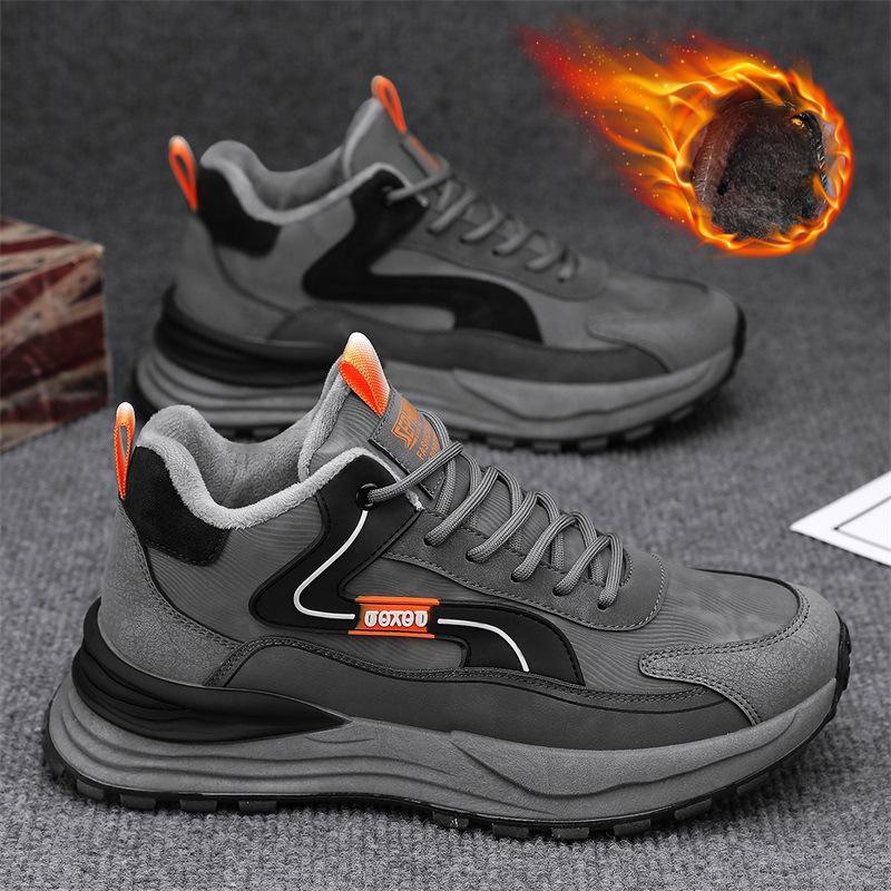 Fashion Men Sneakers Fashion 2025 Winter New Cotton Shoes Anti Slip Comfort Male Students Running Thick Soled Lace Up Casual Shoes