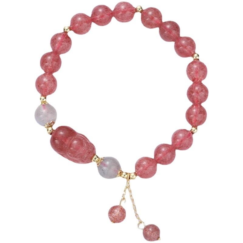 Crystal Pixiu Strawberry Crystal Tassel Bracelet Fashionable Commuting Gift Bracelet for Best Friend or Girlfriend's Birthday