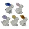 Faux Crystal Easter Bunny Figurine Handmade Clear Glass Rabbit Statue Miniature Animal Sculpture
