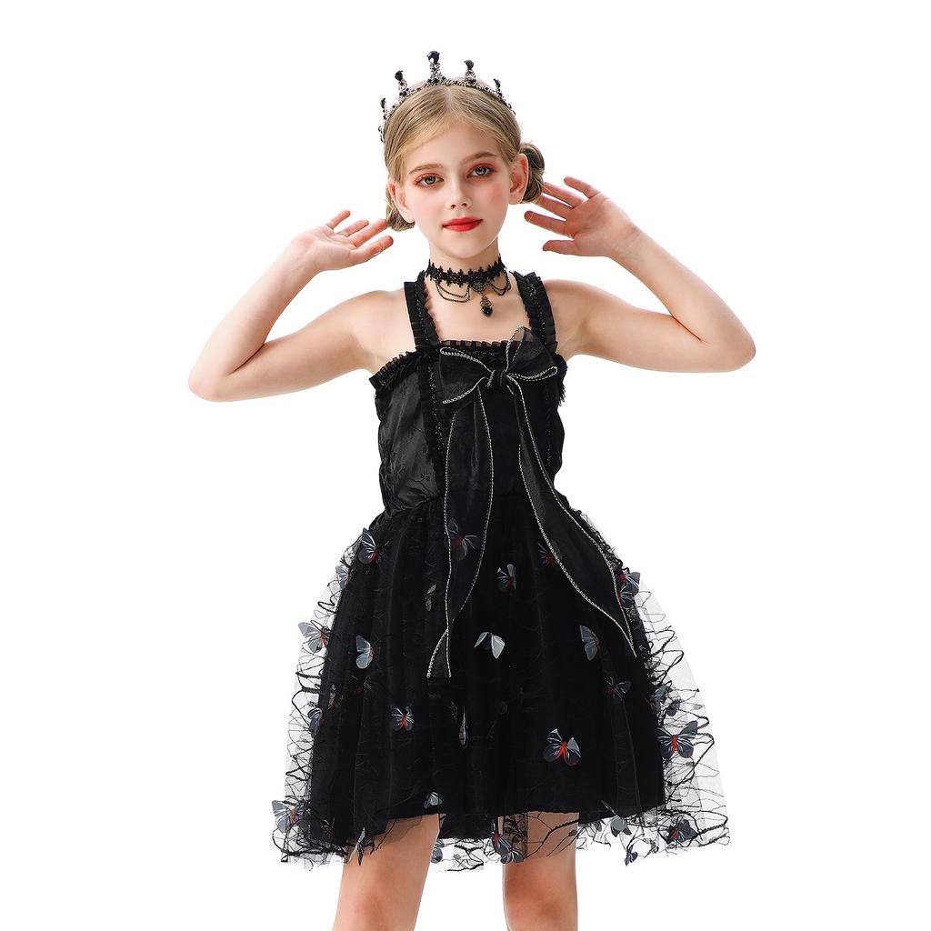 2026 Million Halloween Children's Clothing Walk Show Jazz Dance Children's Clothing Girls Butterfly Elf Dress Suspender Dress
