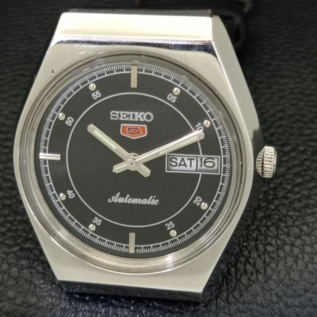 JAPAN 6309A VINTAGE SEIKO 5 AUTOMATIC MENS BLACK COLOR DIAL WATCH A701289-5 R206a-a701289