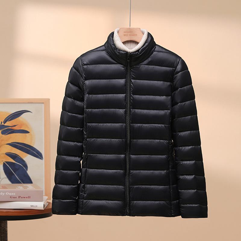 Women's Lightweight Cotton Down Jacket with Stand Collar - 2024 Korean Style, Loose Fit, Short Hooded Design for Autumn and Winter.