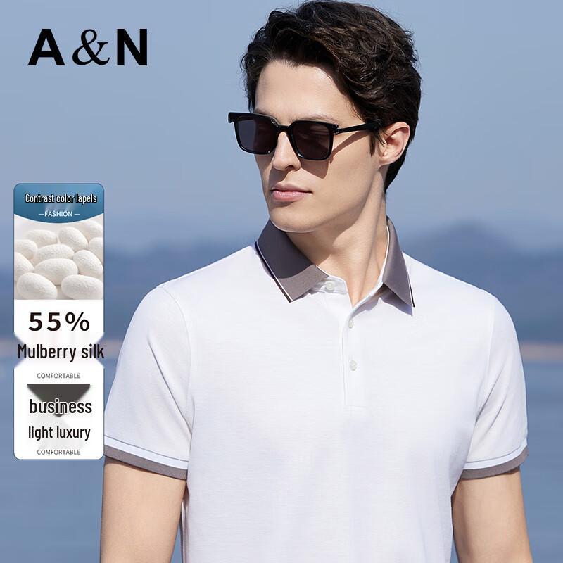 Antonio Men s Silk-Cotton Blend Old Money Style Short Sleeve Polo Shirt M/48