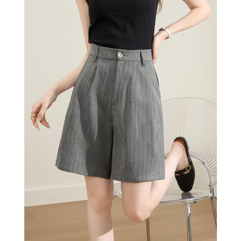 TERRE BLEUE Women s Blended High-Waist Casual Mid-Length Shorts L