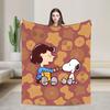 Snoopys Cookie Sharing Bond Knitted Blanket Flannel Throw Blanket Bed Sofa Portable Ultra-Soft Warm Bedsprea,