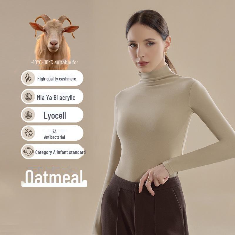 Women's Slim Fit Autumn Cashmere Turtleneck: Long-Sleeve Thermal Top, Ideal As Outerwear