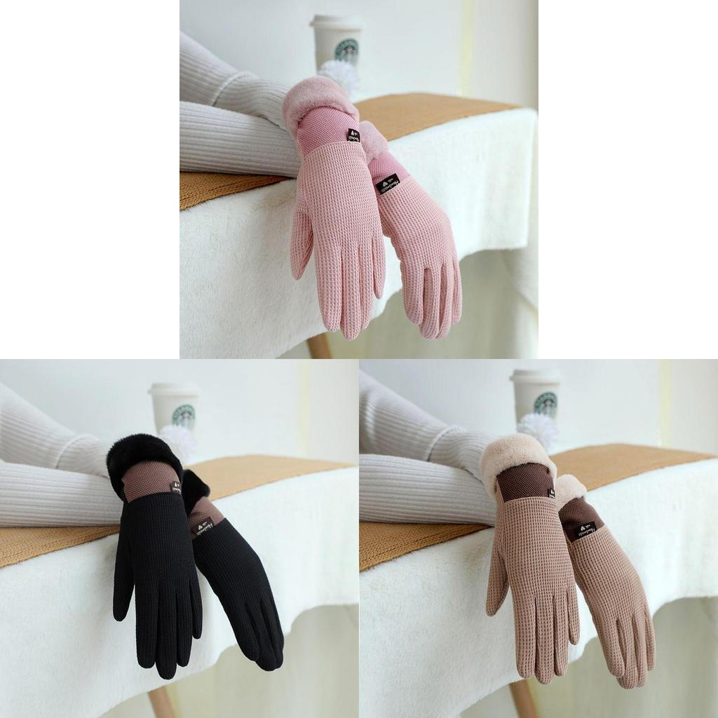 Snowflake Flannel Warm Gloves For Women With Touchscreen Functionality For Commuting