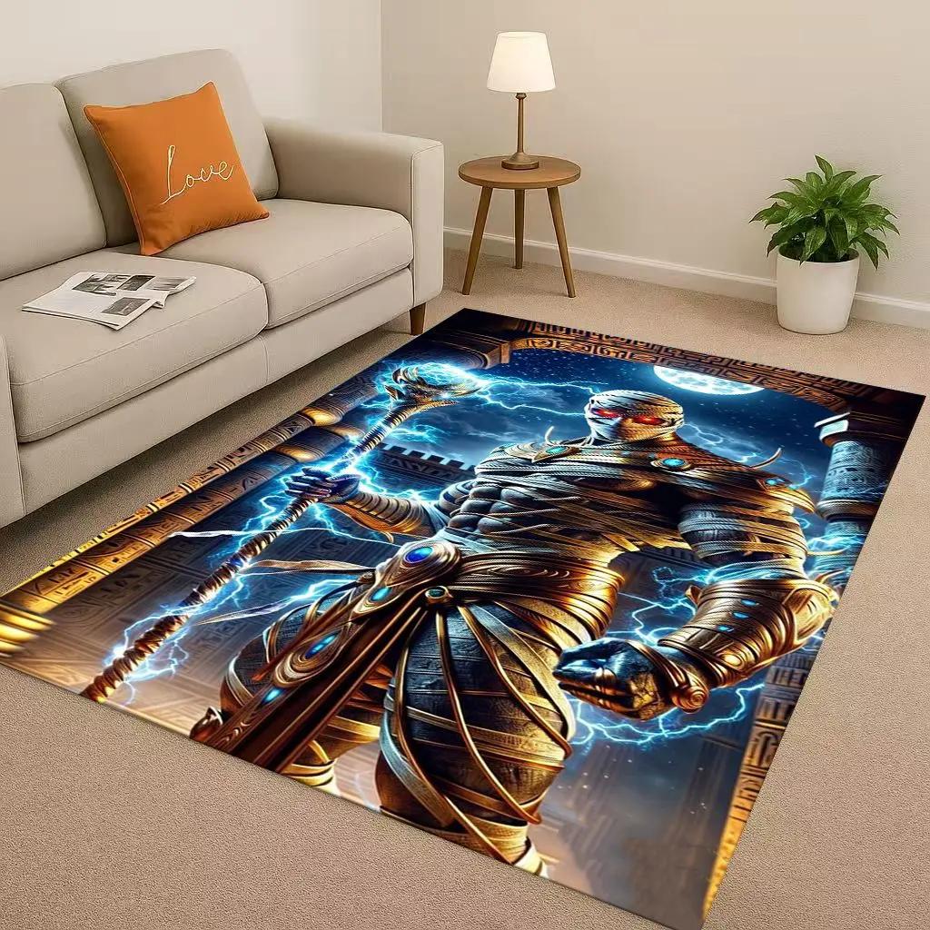 Retro Dead God Anubis Pharaoh Ancient Egypt Cartoon Living Room Non-Slip Area Rug Carpet For Bedroom Playroom Sofa,Home Doormat