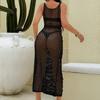 Women's Sequin Long Vacation Dress: Sexy Hollow-Out, Sun Protection Beach Cover-Up