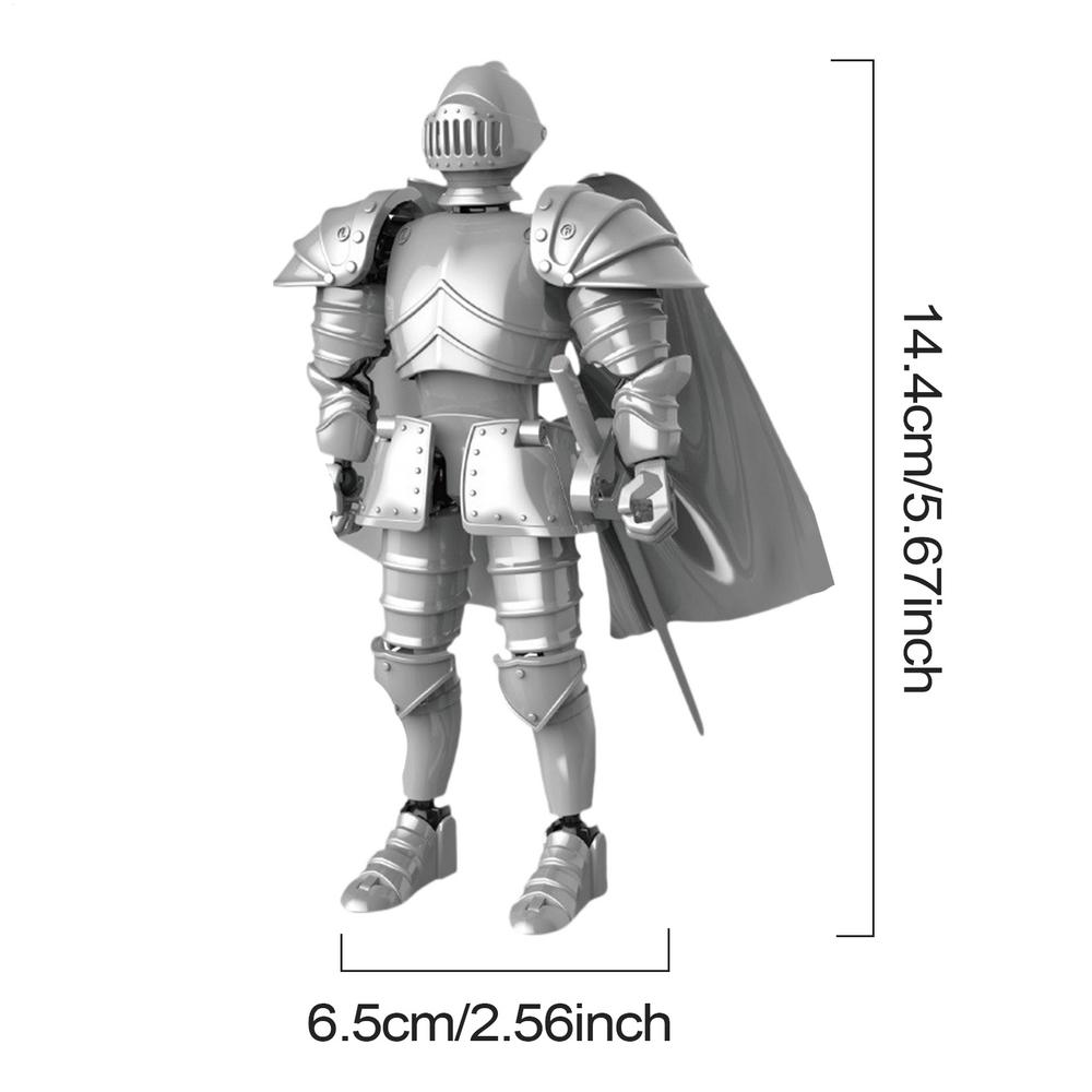 Knight Action Figures 3D Printed Movable Shapeshift Robot Toy Medieval Knight Collectible Figurine Multi-Jointed Action Figure