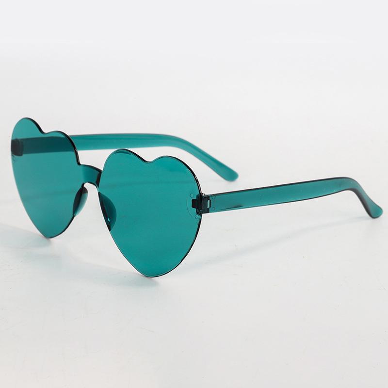 

2024 Женские цветные ПК в форме сердца, тонированные солнцезащитные очки для вечеринок, для девочек, винтажные, Uv400, цвета, без оправы, поляризованные солнцезащитные очки Green