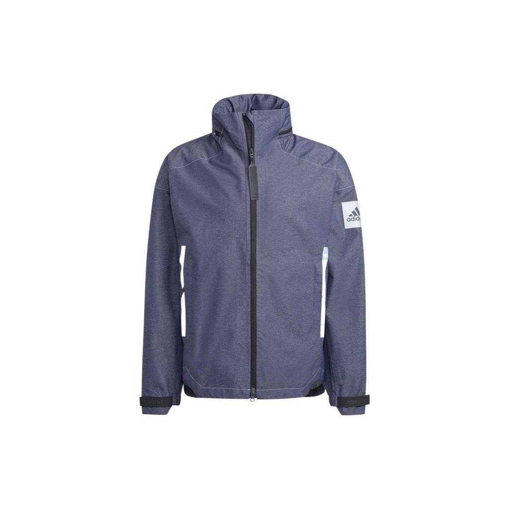 Adidas Myshelter Rain Rdy Printed Logo Zip-Up Denim Jacket Men Jackets Navy IB1650