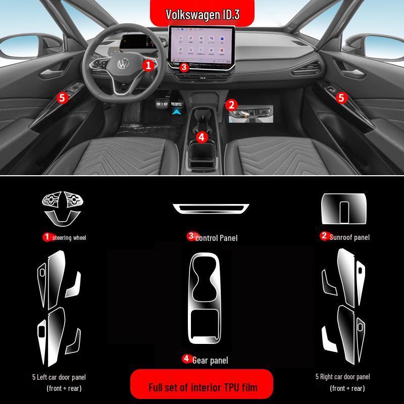 Volkswagen ID3 Center Console Protection Film: Fits 26 Models, Includes Navigation Screen Tempered Glass.
