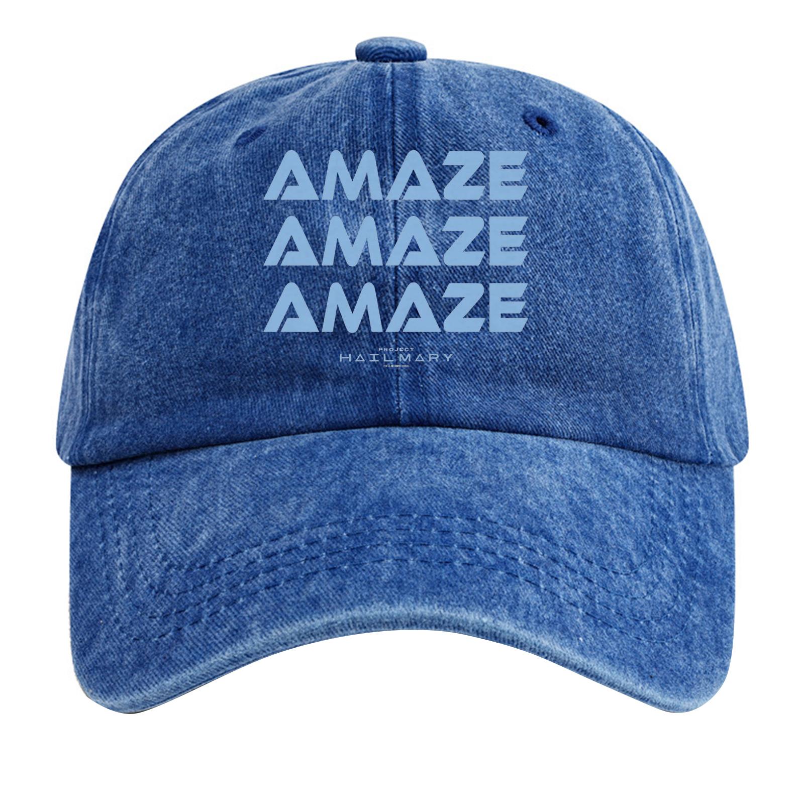 

Washed Cotton Baseball Cap With Printed Distressed Soft Top Denim Hat For Men, European And American Retro Hat one size
