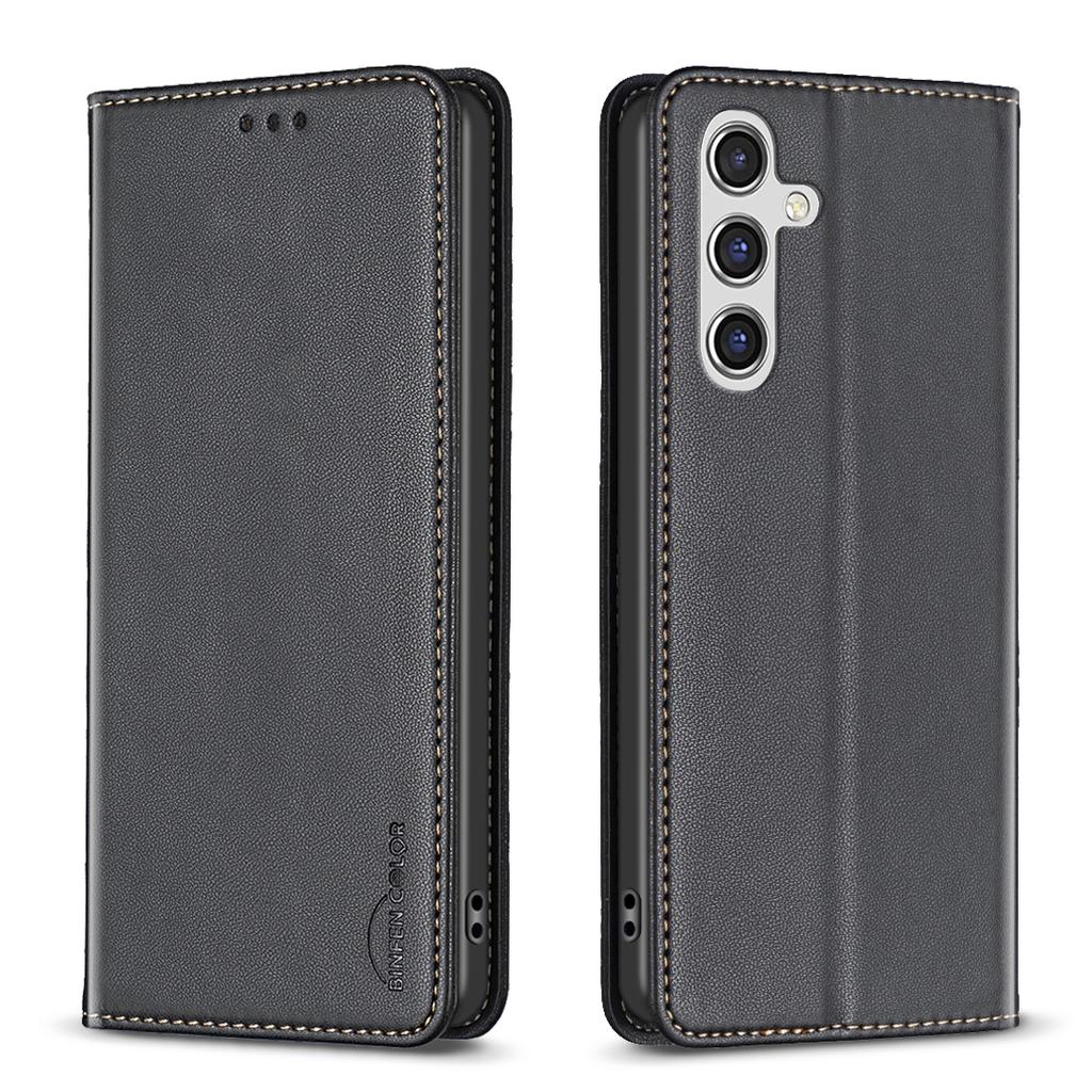 For Samsung Galaxy S25 FE Leather Case BINFEN COLOR BF18 Phone Stand Cover with Card Slots