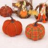 Nieuwe Oogstfeest Thanksgiving Decoratief PP Katoen Gevuld Gebreid Stof Pompoen Tafeldecoratie Set Item