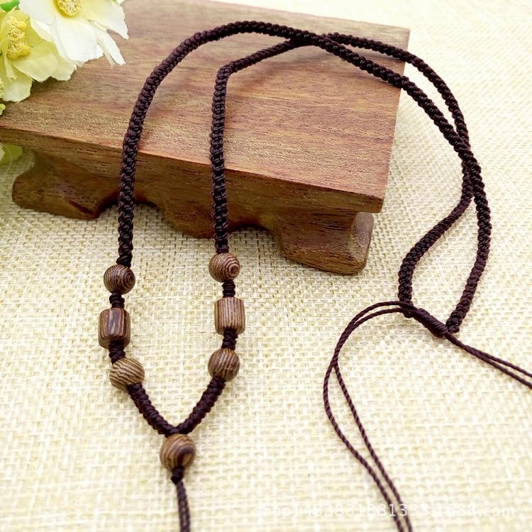 Handwoven Exquisite Beaded Chicken Wing Wood Pendant Lanyard Chicken Wing Wood