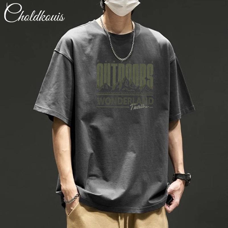 

Мужская футболка с коротким рукавом, летняя, модного бренда, универсальная, из чистого хлопка, тяжеловесная базовая футболка 3XL