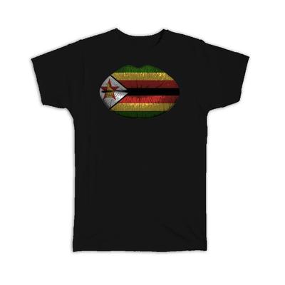 Gift T-Shirt : Lips Zimbabwean Flag Zimbabwe Expat Country For Her Woman