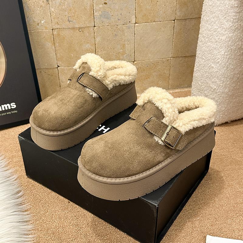 

Women s soft elastic thick sole winter a footstool fur one warm cold padded snow boots non-slip wear casual sports cotton boots Le Fu shoes 40
