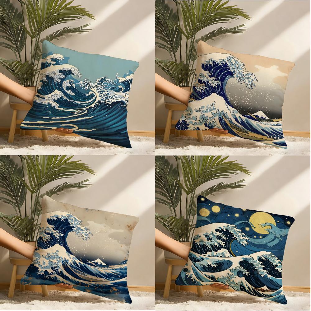 Die Große Welle vor Kanagawa Kissenbezug Kissenbezug Beidseitig Bedruckt Sofakissen Schlafzimmer Kopfteilkissen