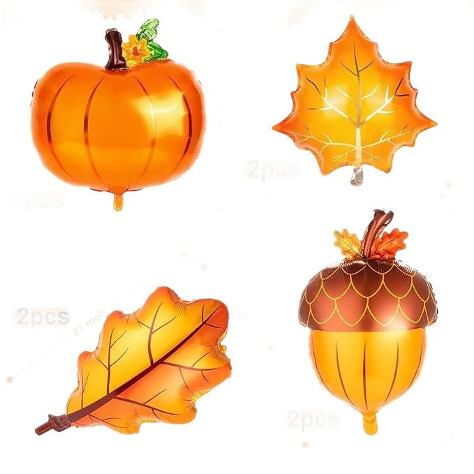 Thanksgiving Balloon Set, Thanksgiving Party Turkey Aluminum Film Balloon, Pumpkin Maple Leaf Pine Cones Balloon Styling Cloth