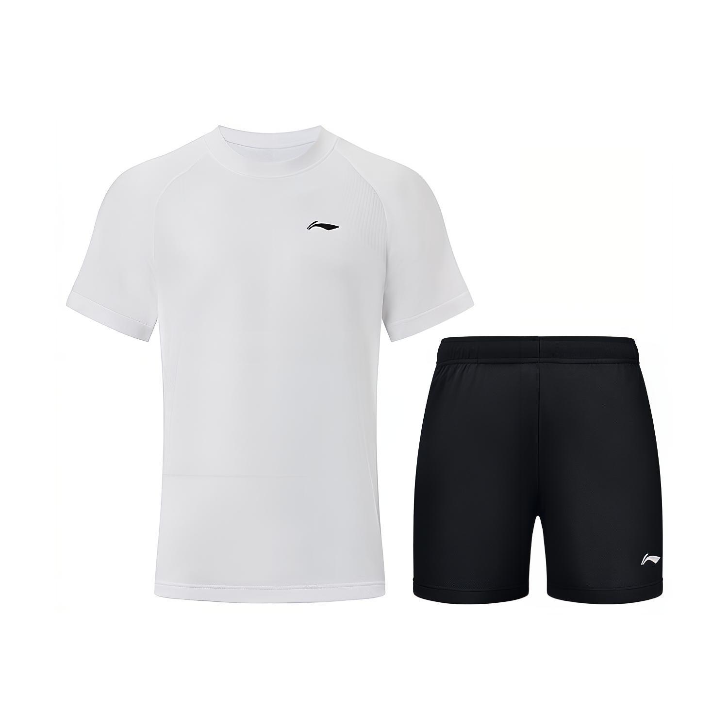 

Шорты для настольного тенниса Li Ning с логотипом, прямыми штанинами, круглым вырезом, короткими рукавами, эластичной талией, пятью точками, повседневный спортивный костюм AATT003-7 XL