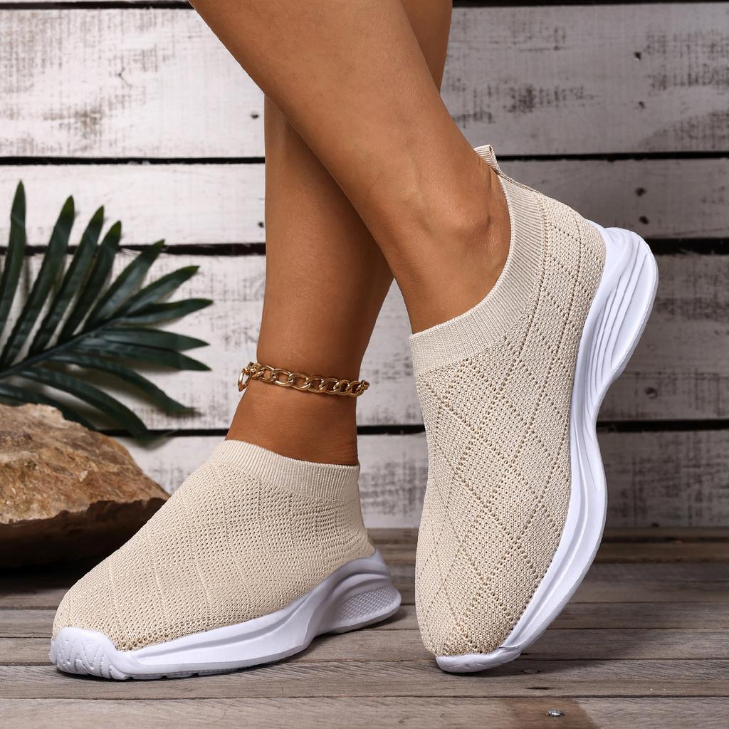 Fashion New Spring Summer Women's Vulcanize Shoes Mesh Breathable Soft Bottom Large Size Slip On Sneakers Casual Solid Weave Sport Tenis