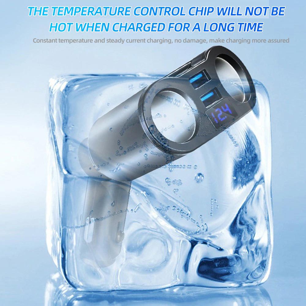 Ładowarka samochodowa USB, adapter zapalniczki samochodowej 1-2 z dwoma portami USB 3.1A, wyświetlacz napięcia LED, zabezpieczenie bezpieczeństwa, 12 V/24 V