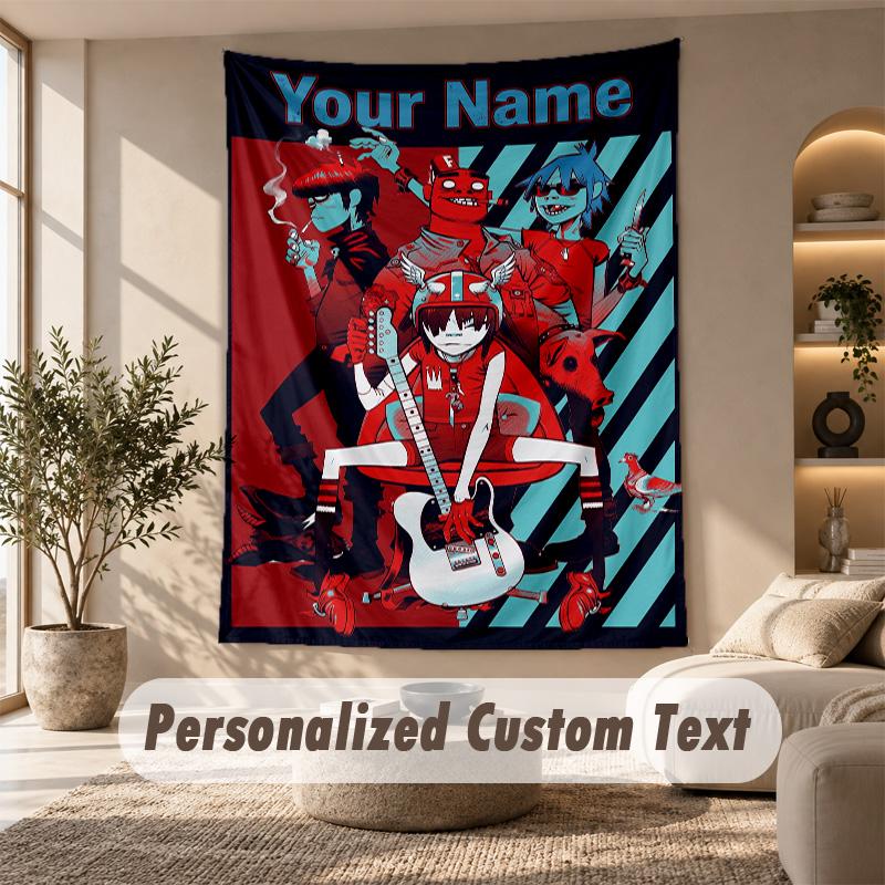 Tapestry Custom Name Text, Wall Hanging Tapestry Home Room DecorGorillaz